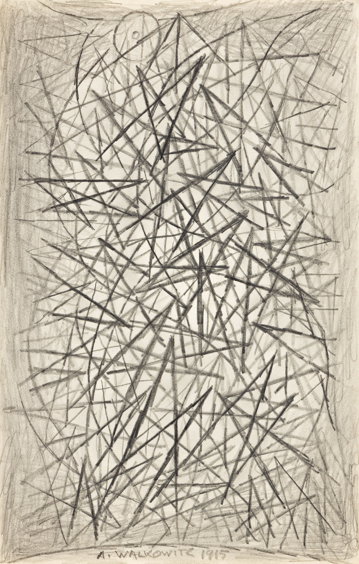 ABRAHAM WALKOWITZ (1878-1965) Group of 5 pencil drawings of abstract compositions.